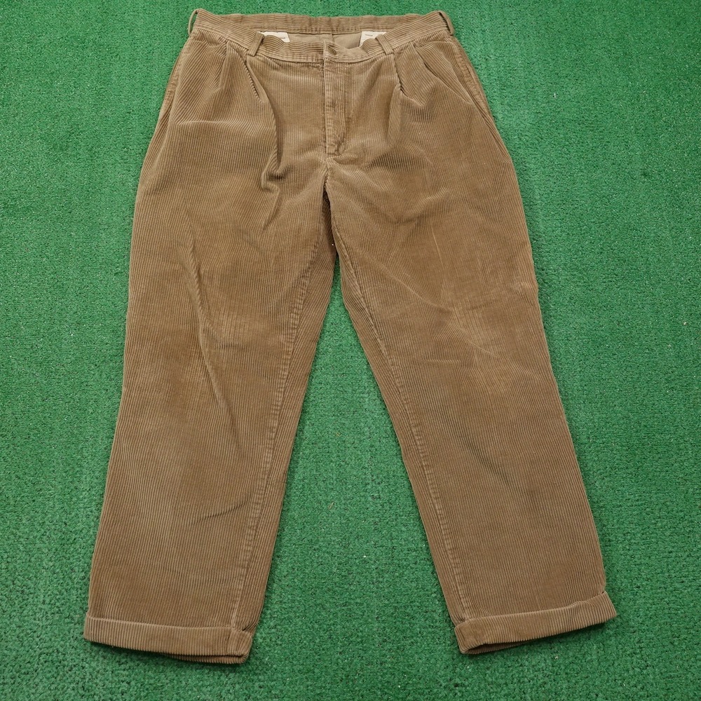 JOS A BANK PLEATED CORDUROY TAN CUFFED CHINO PANTS MENS SIZE‎ 38X29